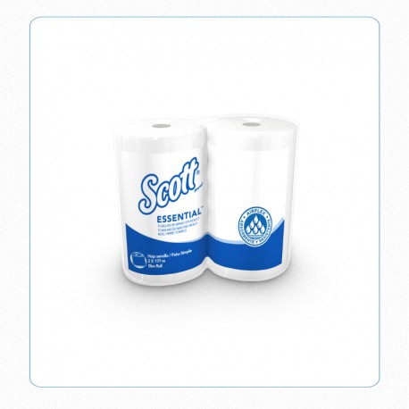 Toalla de manos SCOTT Essential en rollo Blanca hoja sencilla X 177 mts